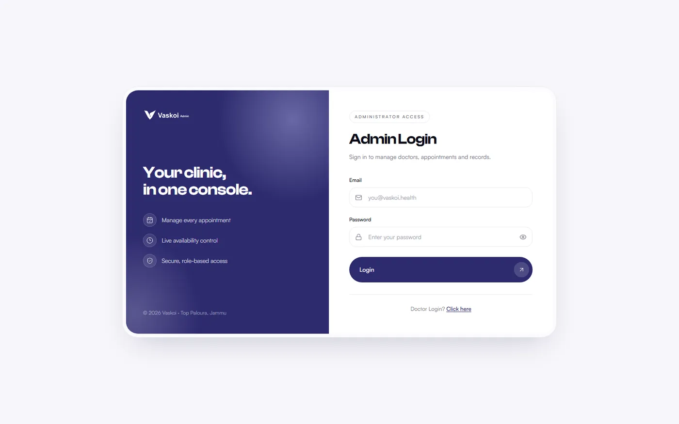 Vaskoi Admin — Hospital Management